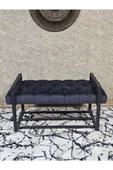 Siyah Boyalı Metal 80 cm Puf Bench - Antre Puf - Hol Bench - Puf - Oturak - Bench Füme Renk 90 x 45 Boyut/Ebat thumbnail 2