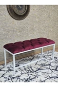 Beyaz Boyalı - L - Ayaklı 100 cm x 38 cm Oturak - Bench - Makyaj Taburesi - Makyaj Oturak Bordo Renk 100 x 40 Boyut/Ebat thumbnail 1