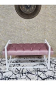 Beyaz Boyalı Metal 80 cm Puf Bench - Antre Puf - Hol Bench - Puf - Oturak - Bench Pembe Renk 90 x 45 Boyut/Ebat - 2