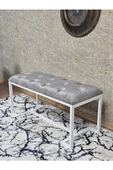Beyaz Boyalı - L - Ayaklı 100 cm x 38 cm Oturak - Bench - Makyaj Taburesi - Makyaj Oturak Gri Renk 100 x 40 Boyut/Ebat - 4