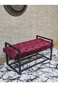 Siyah Boyalı Metal 80 cm Puf Bench - Antre Puf - Hol Bench - Puf - Oturak - Bench Bordo Renk 90 x 45 Boyut/Ebat thumbnail 1