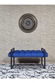Siyah Boyalı Metal 80 cm Puf Bench - Antre Puf - Hol Bench - Puf - Oturak - Bench Mavi Renk 90 x 45 Boyut/Ebat - 3