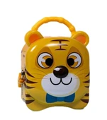 Kaplan Kilitli Metal Kumbara Sari 13 cm - 1