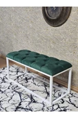 Beyaz Boyalı Diktörtgen 100 cm x 40 cm Oturak Puf - Bench - Makyaj Oturağı - Oturak Yeşil Renk 100 x 40 Boyut/Ebat thumbnail 4