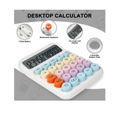 12 Haneli Güneş Enerjili Hesap Makinesi - Açılı Geniş Ekran, Çift Güç Kaynağı Solar Pil BEYAZ RENK - 2