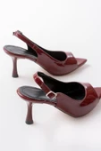 İnfon Ayakkabı Marketi 717 Bordo Rugan Sivri Burunlu Topuklu Kadın Sandalet thumbnail 5