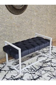 Beyaz Boyalı Metal 80 cm Puf Bench - Antre Puf - Hol Bench - Puf - Oturak - Bench Füme Renk 90 x 45 Boyut/Ebat thumbnail 1