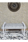 Beyaz Boyalı Metal 80 cm Puf Bench - Antre Puf - Hol Bench - Puf - Oturak - Bench Gri Renk 90 x 45 Boyut/Ebat thumbnail 2