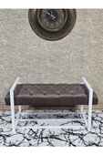 Beyaz Boyalı Metal 80 cm Puf Bench - Antre Puf - Hol Bench - Puf - Oturak - Bench Kahverengi Renk 90 x 45 Boyut/Ebat thumbnail 2