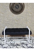 Beyaz Boyalı Metal 80 cm Puf Bench - Antre Puf - Hol Bench - Puf - Oturak - Bench Siyah Renk 90 x 45 Boyut/Ebat thumbnail 2