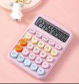 12 Haneli Güneş Enerjili Hesap Makinesi - Açılı Geniş Ekran, Çift Güç Kaynağı Solar Pil PEMBE RENK - 4