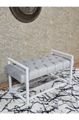 Beyaz Boyalı Metal 80 cm Puf Bench - Antre Puf - Hol Bench - Puf - Oturak - Bench Gri Renk 90 x 45 Boyut/Ebat thumbnail 1
