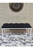 Beyaz Boyalı - L - Ayaklı 100 cm x 38 cm Oturak - Bench - Makyaj Taburesi - Makyaj Oturak Siyah Renk 100 x 40 Boyut/Ebat thumbnail 2
