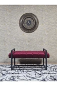 Siyah Boyalı Metal 80 cm Puf Bench - Antre Puf - Hol Bench - Puf - Oturak - Bench Bordo Renk 90 x 45 Boyut/Ebat thumbnail 3