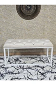 Beyaz Boyalı Diktörtgen 100 cm x 40 cm Oturak Puf - Bench - Makyaj Oturağı - Oturak Krem Renk 100 x 40 Boyut/Ebat - 2