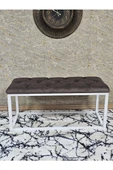 Beyaz Boyalı Diktörtgen 100 cm x 40 cm Oturak Puf - Bench - Makyaj Oturağı - Oturak Kahverengi Renk 100 x 40 Boyut/Ebat thumbnail 2