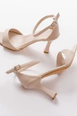 İnfon Ayakkabı Marketi 718 Bej Cilt Sivri Burunlu Topuklu Bilekten Bağlamalı Kadın Ayakkabı thumbnail 5
