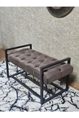 Siyah Boyalı Metal 80 cm Puf Bench - Antre Puf - Hol Bench - Puf - Oturak - Bench Kahverengi Renk 90 x 45 Boyut/Ebat thumbnail 4