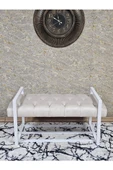 Beyaz Boyalı Metal 80 cm Puf Bench - Antre Puf - Hol Bench - Puf - Oturak - Bench Krem Renk 90 x 45 Boyut/Ebat - 2