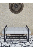 Siyah Boyalı Metal 80 cm Puf Bench - Antre Puf - Hol Bench - Puf - Oturak - Bench Gri Renk 90 x 45 Boyut/Ebat thumbnail 2