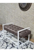 Beyaz Boyalı Metal 80 cm Puf Bench - Antre Puf - Hol Bench - Puf - Oturak - Bench Kahverengi Renk 90 x 45 Boyut/Ebat thumbnail 4