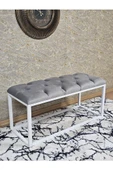 Beyaz Boyalı Diktörtgen 100 cm x 40 cm Oturak Puf - Bench - Makyaj Oturağı - Oturak Gri Renk 100 x 40 Boyut/Ebat thumbnail 1