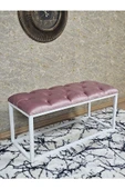 Beyaz Boyalı Diktörtgen 100 cm x 40 cm Oturak Puf - Bench - Makyaj Oturağı - Oturak Pembe Renk 100 x 40 Boyut/Ebat thumbnail 1