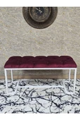 Beyaz Boyalı - L - Ayaklı 100 cm x 38 cm Oturak - Bench - Makyaj Taburesi - Makyaj Oturak Bordo Renk 100 x 40 Boyut/Ebat thumbnail 2