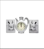 FİNCAN DEKORLU 3 LÜ DEKORATİF MUTFAK SAATİ GRİ RENK - 3