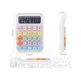 12 Haneli Güneş Enerjili Hesap Makinesi - Açılı Geniş Ekran, Çift Güç Kaynağı Solar Pil BEYAZ RENK - 1