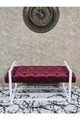 Beyaz Boyalı Metal 80 cm Puf Bench - Antre Puf - Hol Bench - Puf - Oturak - Bench Bordo Renk 90 x 45 Boyut/Ebat thumbnail 2