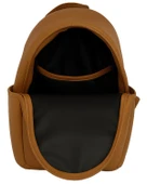 Yuga Suni Deri Dört Gözlü Sırt Çantası Taba - 5