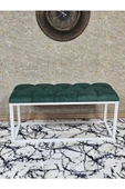Beyaz Boyalı Diktörtgen 100 cm x 40 cm Oturak Puf - Bench - Makyaj Oturağı - Oturak Yeşil Renk 100 x 40 Boyut/Ebat thumbnail 2
