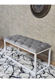 Beyaz Boyalı Diktörtgen 100 cm x 40 cm Oturak Puf - Bench - Makyaj Oturağı - Oturak Gri Renk 100 x 40 Boyut/Ebat thumbnail 4