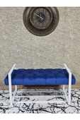 Beyaz Boyalı Metal 80 cm Puf Bench - Antre Puf - Hol Bench - Puf - Oturak - Bench Mavi Renk 90 x 45 Boyut/Ebat thumbnail 2