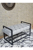 Siyah Boyalı Metal 80 cm Puf Bench - Antre Puf - Hol Bench - Puf - Oturak - Bench Gri Renk 90 x 45 Boyut/Ebat thumbnail 1