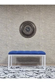 Beyaz Boyalı Diktörtgen 100 cm x 40 cm Oturak Puf - Bench - Makyaj Oturağı - Oturak Mavi Renk 100 x 40 Boyut/Ebat thumbnail 3