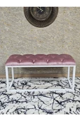 Beyaz Boyalı Diktörtgen 100 cm x 40 cm Oturak Puf - Bench - Makyaj Oturağı - Oturak Pembe Renk 100 x 40 Boyut/Ebat thumbnail 2