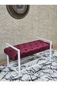 Beyaz Boyalı Metal 80 cm Puf Bench - Antre Puf - Hol Bench - Puf - Oturak - Bench Bordo Renk 90 x 45 Boyut/Ebat thumbnail 1