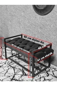 Beyaz Boyalı Metal 80 cm Puf Bench - Antre Puf - Hol Bench - Puf - Oturak - Bench Siyah Renk 90 x 45 Boyut/Ebat thumbnail 5