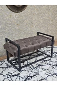 Siyah Boyalı Metal 80 cm Puf Bench - Antre Puf - Hol Bench - Puf - Oturak - Bench Kahverengi Renk 90 x 45 Boyut/Ebat thumbnail 1
