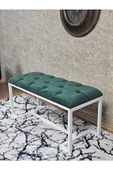 Beyaz Boyalı - L - Ayaklı 100 cm x 38 cm Oturak - Bench - Makyaj Taburesi - Makyaj Oturak Yeşil Renk 100 x 40 Boyut/Ebat - 4
