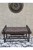 Siyah Boyalı Metal 80 cm Puf Bench - Antre Puf - Hol Bench - Puf - Oturak - Bench Kahverengi Renk 90 x 45 Boyut/Ebat thumbnail 2