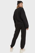 Stili Kadın Siyah Bisiklet Yaka Beli Ve Paçası Lastikli İki İplik Basic Eşofman Takımı ALC-507-669-001 thumbnail 4