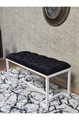 Beyaz Boyalı - L - Ayaklı 100 cm x 38 cm Oturak - Bench - Makyaj Taburesi - Makyaj Oturak Siyah Renk 100 x 40 Boyut/Ebat thumbnail 4