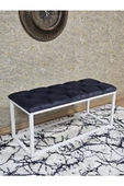 Beyaz Boyalı Diktörtgen 100 cm x 40 cm Oturak Puf - Bench - Makyaj Oturağı - Oturak Füme Renk 100 x 40 Boyut/Ebat thumbnail 1