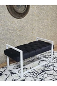 Beyaz Boyalı Metal 80 cm Puf Bench - Antre Puf - Hol Bench - Puf - Oturak - Bench Siyah Renk 90 x 45 Boyut/Ebat thumbnail 1