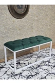 Beyaz Boyalı Diktörtgen 100 cm x 40 cm Oturak Puf - Bench - Makyaj Oturağı - Oturak Yeşil Renk 100 x 40 Boyut/Ebat thumbnail 1