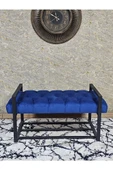 Siyah Boyalı Metal 80 cm Puf Bench - Antre Puf - Hol Bench - Puf - Oturak - Bench Mavi Renk 90 x 45 Boyut/Ebat - 2