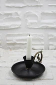 Metal Nostalji Mumluk & El Şamdanı Kendinden Iğneli Mum Hediyeli Mat Siyah Antik Kulp Turna2623-4 - 8